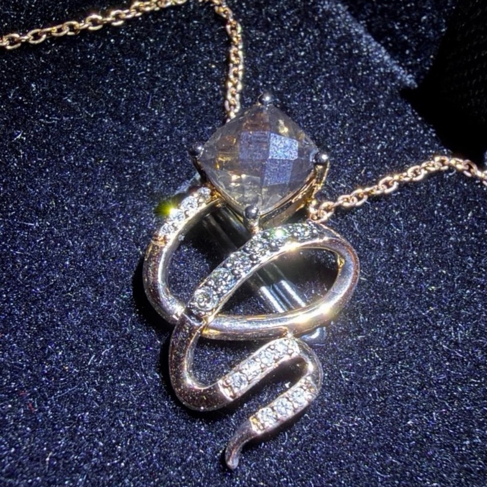 Le Vian 14K Rose Gold Natural Diamond & Smoky Quartz Swirl Pendant Necklace NWT - Picture 7 of 12